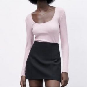 NWT Zara square neck ribbed bodysuit in light purple size small